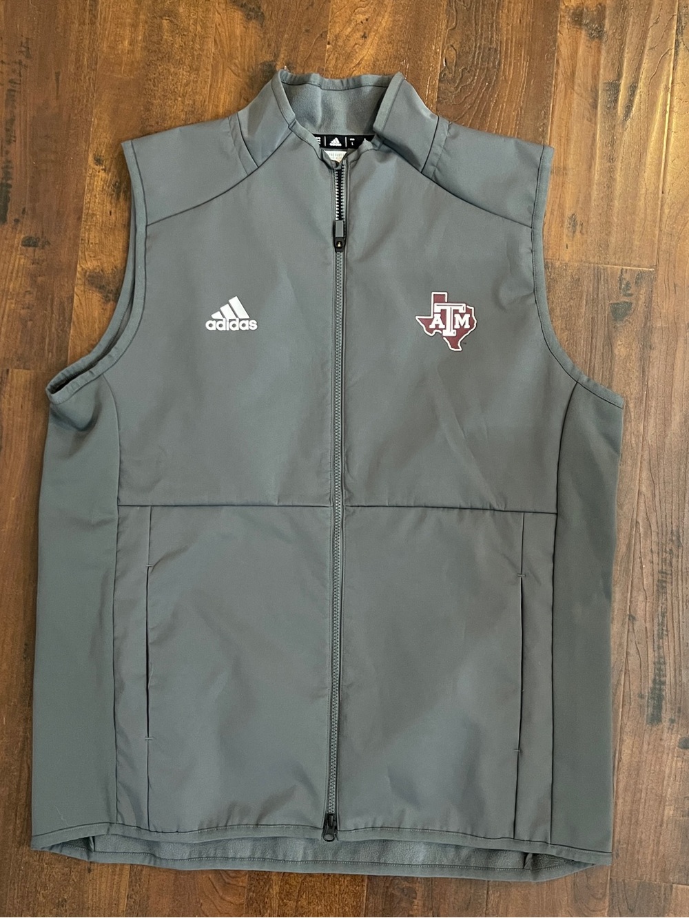 adidas Gray Texas A&M Sleeveless Zip Vest